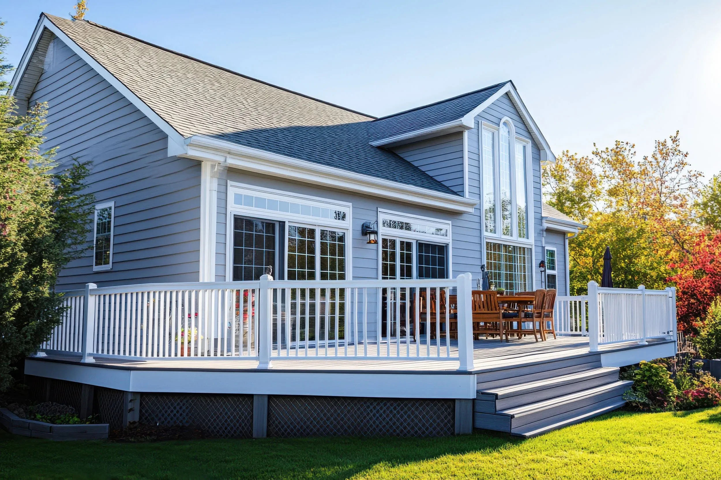 Large bi-fold window installation overlooking deck